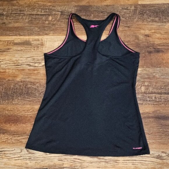 Reebok Athletic Exercise Workout Tank Top Black Pink Play Dry Size Large EUC - Picture 2 of 6